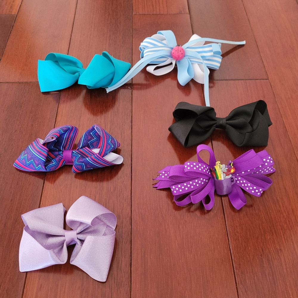lot of 6 girls kids hair bows, barettes